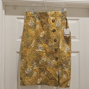 Jules & Leopold Mustard Floral Pencil Skirt